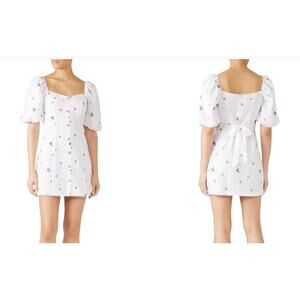 Saylor Dina White Eyelet‎ Lace Dainty Floral Button Front Midi Dress Women's S